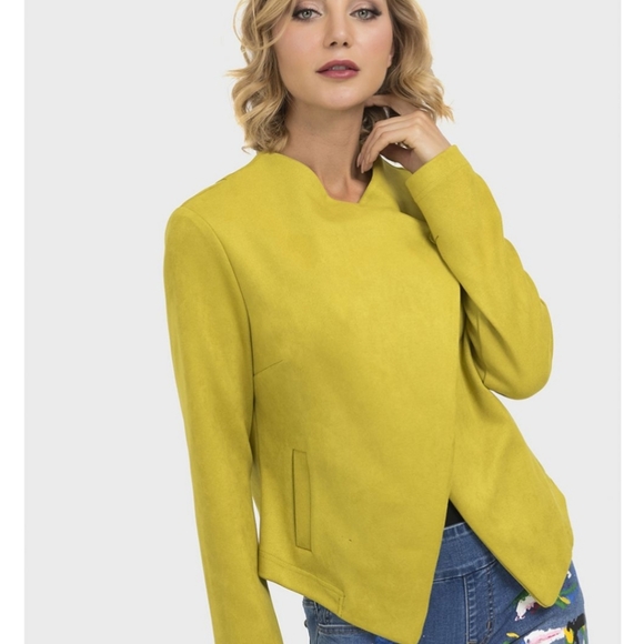 Joseph Ribkoff Jackets & Blazers - Joseph Ribkoff lime yellow faux suede blazer